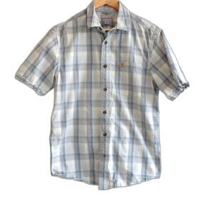 Carhartt Men Shirt‎ Short Sleeve Plaid Light Blue Sz M *FLAWED*